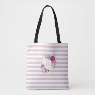 Monogramm Floral Vintage Stiefmütterchen Lila Stre