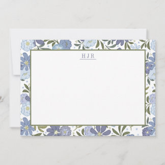 Monogramm florale Stationalkarte Dankeskarte