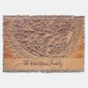 Monogramm Florales Familien Boho Retro Stauborange Decke