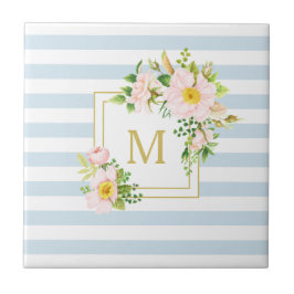 Monogramm florales Shabby Chic Pastellfarben Fliese