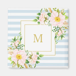 Monogramm florales Shabby Chic Pastellfarben Magnet
