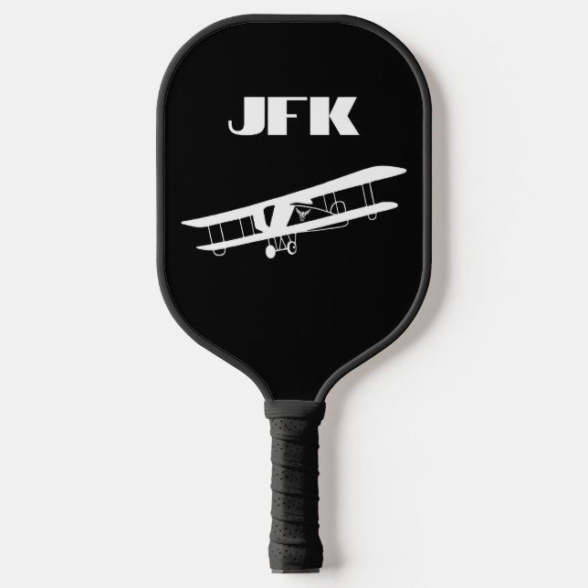 Monogramm Flugzeug, Luftfahrt, minimalistisch Pickleball Schläger (Vorderseite)