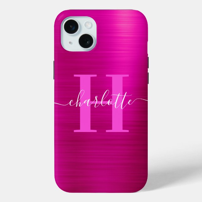 Monogramm-Folie mit heiß rosa Signatur Case-Mate iPhone Hülle (Rückseite)