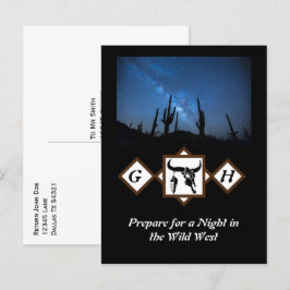 Monogramm-Foto der Bullskull-Silhouette Einladungspostkarte