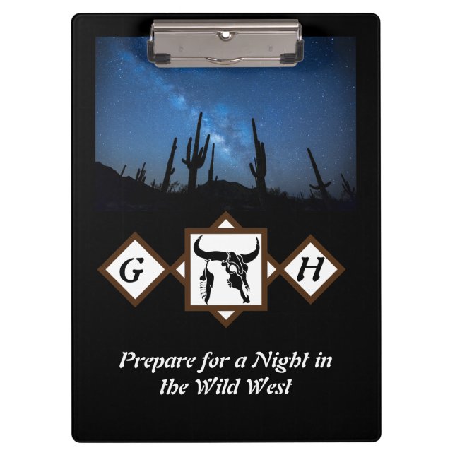 Monogramm-Foto der Bullskull-Silhouette Klemmbrett (Vorderseite)