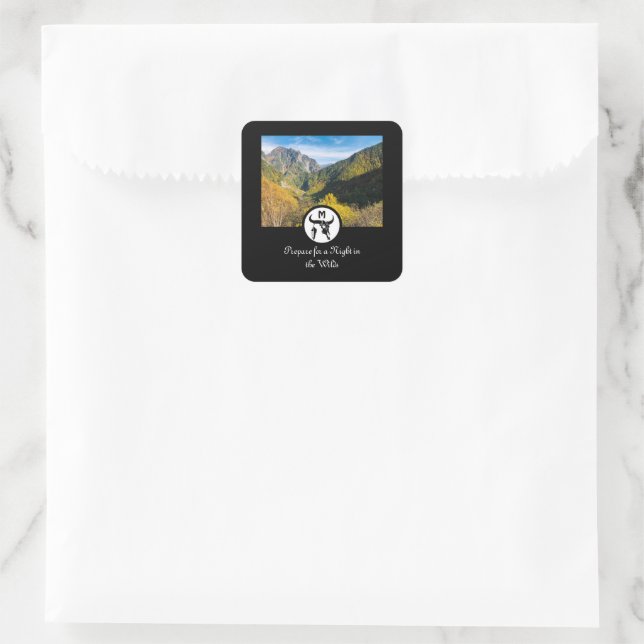 Monogramm-Foto der Bullskull-Silhouette Quadratischer Aufkleber (Tasche)