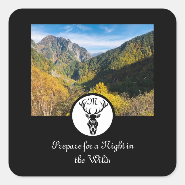 Monogramm-Foto der Silhouette Quadratischer Aufkleber (Vorderseite)