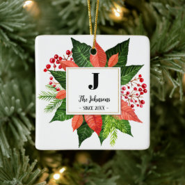Monogramm-Foto der Weihnachtsfamilie Keramikornament