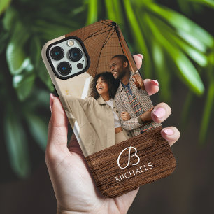 Monogramm-Foto-Holzkorn-Holz-Personalisierter Name iPhone 16 Pro Max Hülle