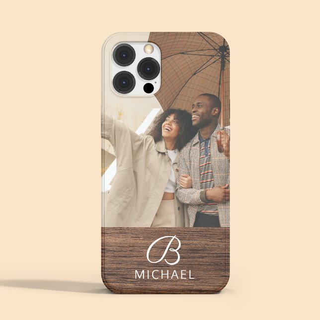 Monogramm Foto Holzkörner Holzkörner Personalisier Case-Mate iPhone Hülle (Von Creator hochgeladen)