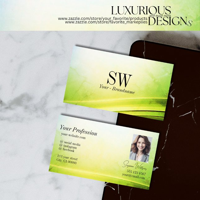 Monogramm-Foto in kleinem Marmor, grün geschliffen Visitenkarte (Von Creator hochgeladen)