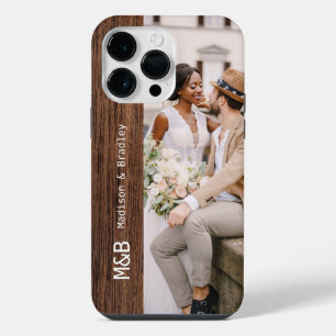 Monogramm-Foto-Paar Holz Personalisierter Name iPhone 14 Pro Max Hülle