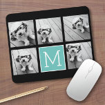 Monogramm-FotoCollage - Bis zu 5 Foto Schwarz Mousepad<br><div class="desc">Für dieses Design können Sie quadratische oder selbstständige Fotos verwenden. Verwenden Sie fünf quadratische Fotos,  um ein einzigartiges und persönliches Geschenk zu kreieren. Oder man behalte den Hipster Welpe und macht einen trendigen Sake. Wenn Sie die Bilder anpassen müssen,  klicken Sie auf das Werkzeug anpassen,  um Änderungen vorzunehmen.</div>