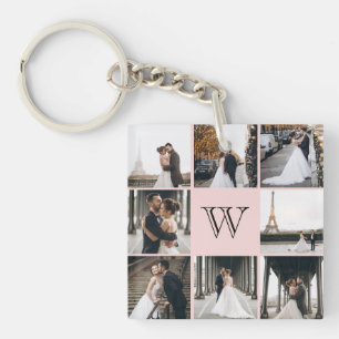 Monogramm Fotomaterial Rosa Schlüsselanhänger
