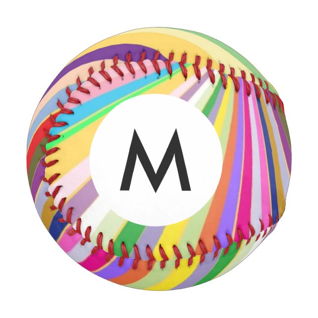 Monogramm Frisch gestreifter Hintergrund Baseball (Vorderseite Links)