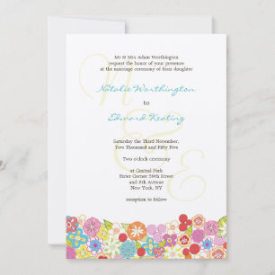 Monogramm-Frühlings-Sommer-Hochzeits-Einladung Einladung