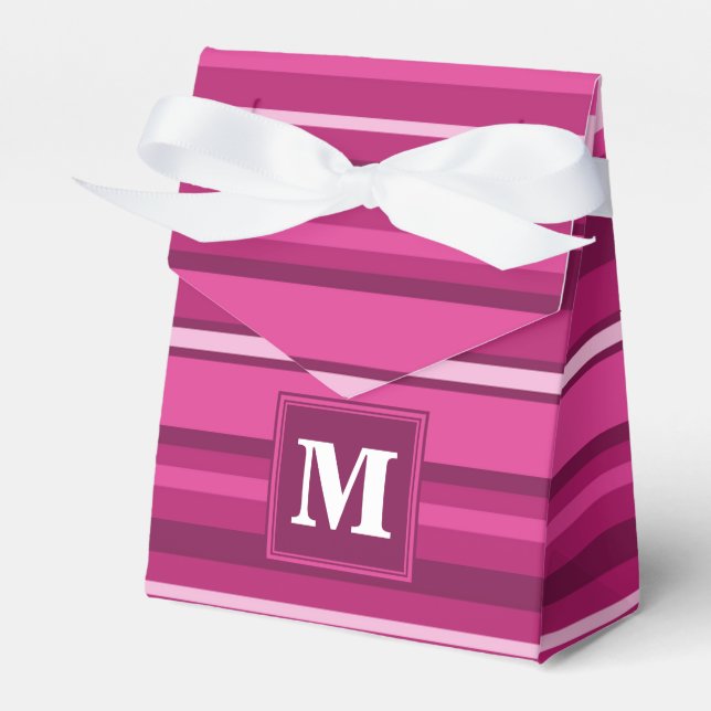Monogramm Fuchsienstreifen Geschenkschachtel (Vorderseite)