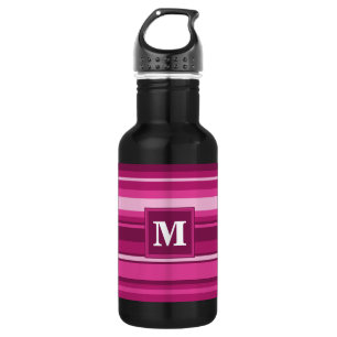 Monogramm Fuchsienstreifen Trinkflasche