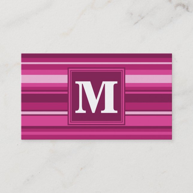 Monogramm Fuchsienstreifen Visitenkarte (Vorderseite)