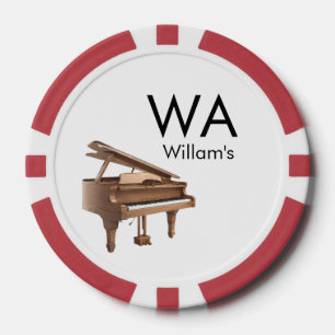 Monogramm füge Anfangsbuchstaben Name Text Klavier Pokerchips