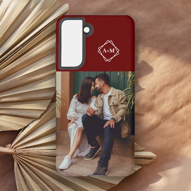 Monogramm Fügen Sie Ihren eigenen Foto Grün Farbbl Samsung Galaxy Hülle (Von Creator hochgeladen)