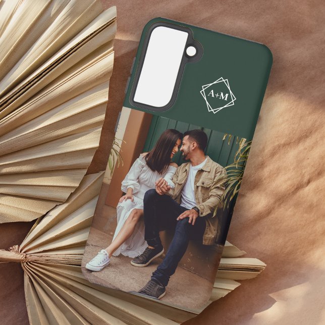 Monogramm Fügen Sie Ihren eigenen grünen Farbblock Samsung Galaxy Hülle (Von Creator hochgeladen)