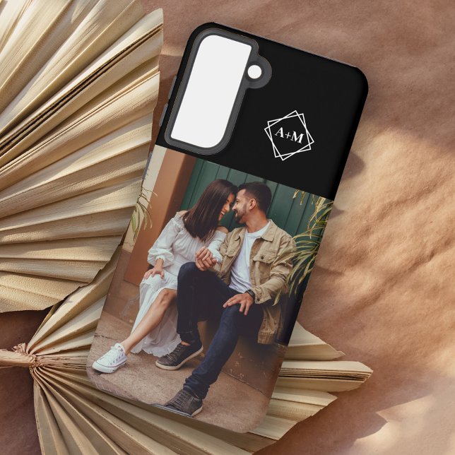 Monogramm Fügen Sie Ihren eigenen schwarzen Foto-F Samsung Galaxy Hülle (Von Creator hochgeladen)