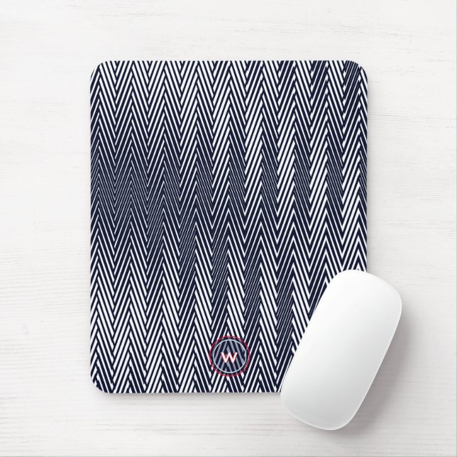 Monogramm für abstrakte geometrische Schwarzweißst Mousepad (Mit Mouse)