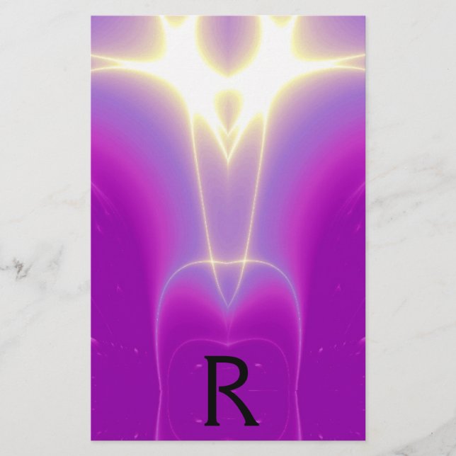 MONOGRAMM FÜR abstrakte LILA FUCHSIA WEISSE LICHTW Briefpapier (Vorderseite)