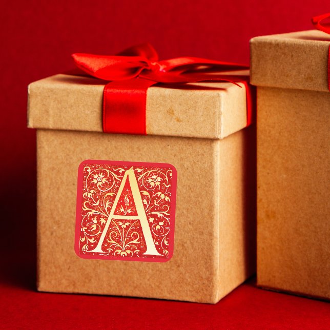 Monogramm für antike Ziergegenstände - Hauptstadt  Quadratischer Aufkleber (Von Creator hochgeladen)