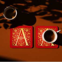 Monogramm für antike Ziergegenstände - Hauptstadt  Rechteckiger Pappuntersetzer