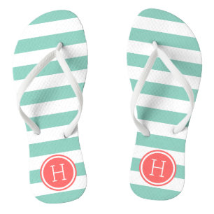 Monogramm für Aqua- und Korallenpflaster Flip Flops
