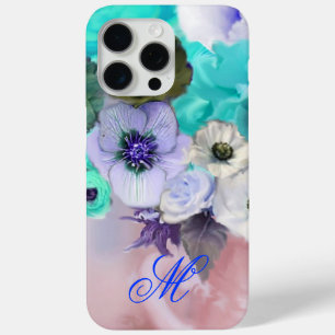 MONOGRAMM FÜR aquamarine BLAUE ROSE UND WEISSE ANE Case-Mate iPhone Hülle
