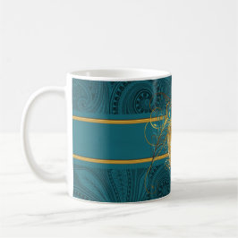 Monogramm für aquamarine Pfau und Gold Tasse