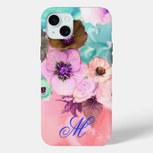 MONOGRAMM FÜR aquamarine PINKROSEN UND ANEMONEN-BL Case-Mate iPhone Hülle