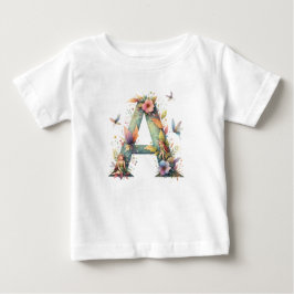 Monogramm für Aquarellgrün-Fairies Letter A Baby T-shirt