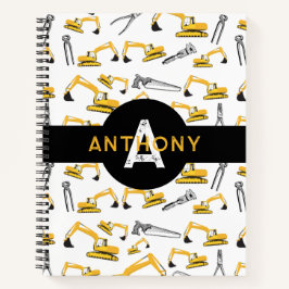 Monogramm für Baggerbauwagen Notizbuch