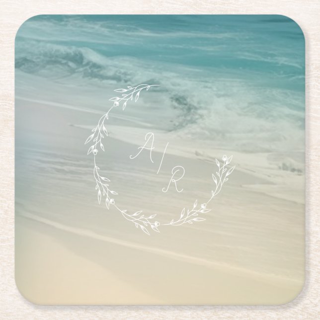 Monogramm für Beach-Event Rechteckiger Pappuntersetzer (Vorderseite)