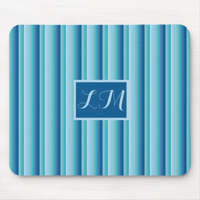 Monogramm für Berufliche und klassische blaue Stre Mousepad (Vorne)