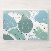 Monogramm für blaugraue Pinselstriche und goldene