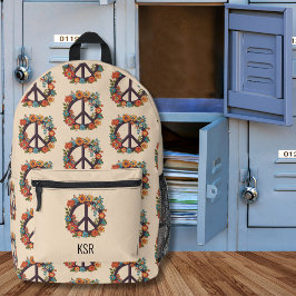 Monogramm für Bohemische Ruhe und Blume Bedruckter Rucksack