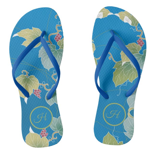 Monogramm für botanische Pflanze japanischen Stils Flip Flops (Fußbett)