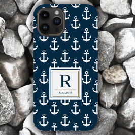 Monogramm für das blaue Muster der Nautic Anchor M Case-Mate iPhone 14 Hülle