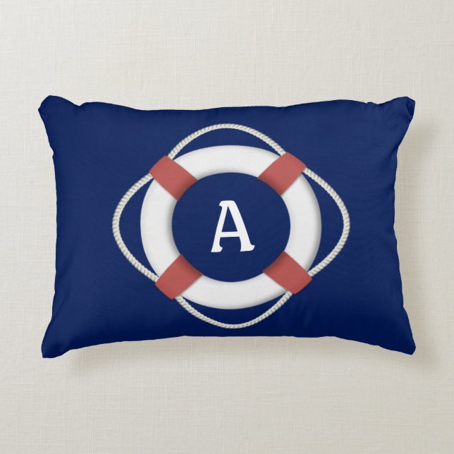 Monogramm für das blaue Nautikleben Dekokissen (Vorderseite)