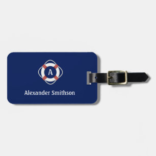 Monogramm für das blaue Nautikleben Gepäckanhänger