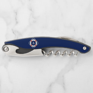 Monogramm für das blaue Nautikleben Kellnermesser