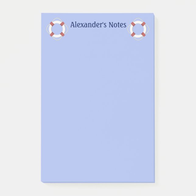 Monogramm für das blaue Nautikleben Post-it Klebezettel (Vorderseite)