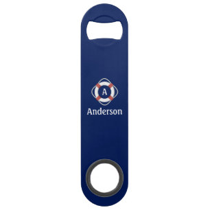 Monogramm für das blaue Nautikleben Speed Flaschenöffner