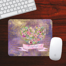 Monogramm für das Blumenherz Gold Antiquitätenhand Mousepad