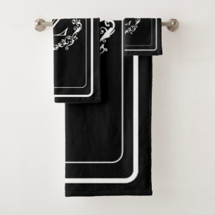 Monogramm für das Design der weißen schwarzen Gren Badhandtuch Set